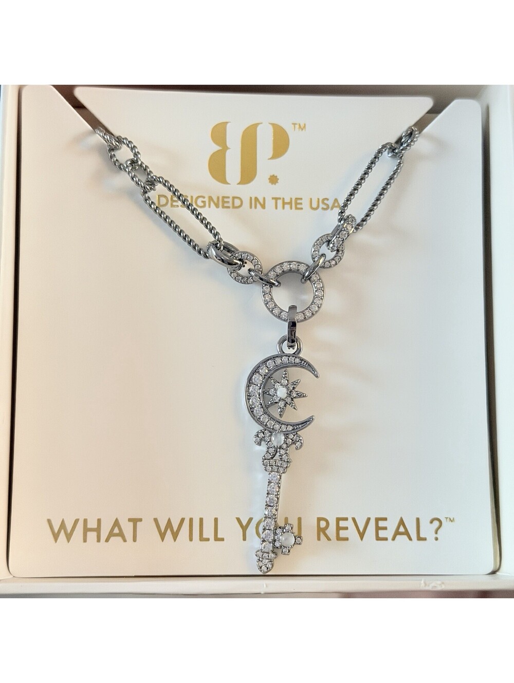 Bomb Party Halo Necklace "Keys To Heaven" Genuine Moonstone on Hematite